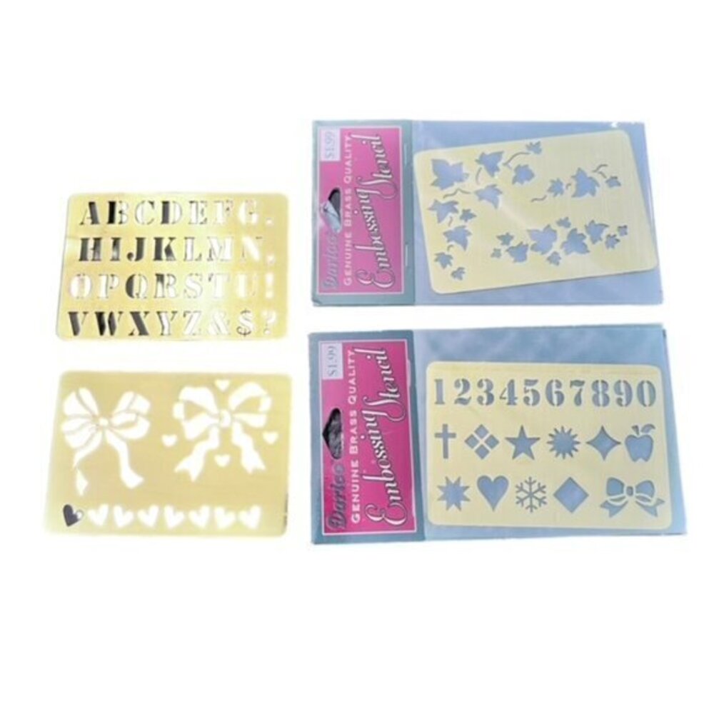 Craft Lot 4 pack Brass Stencil Kits Scrapbooking Card‎ Making Embellishments 90s